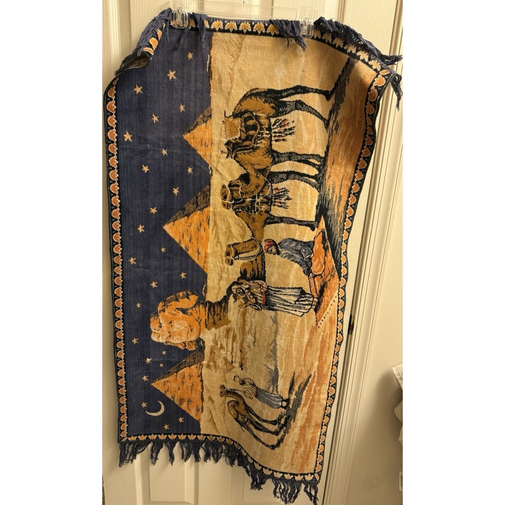 Vintage Egypt wall tapestry hanging 44"x 24"